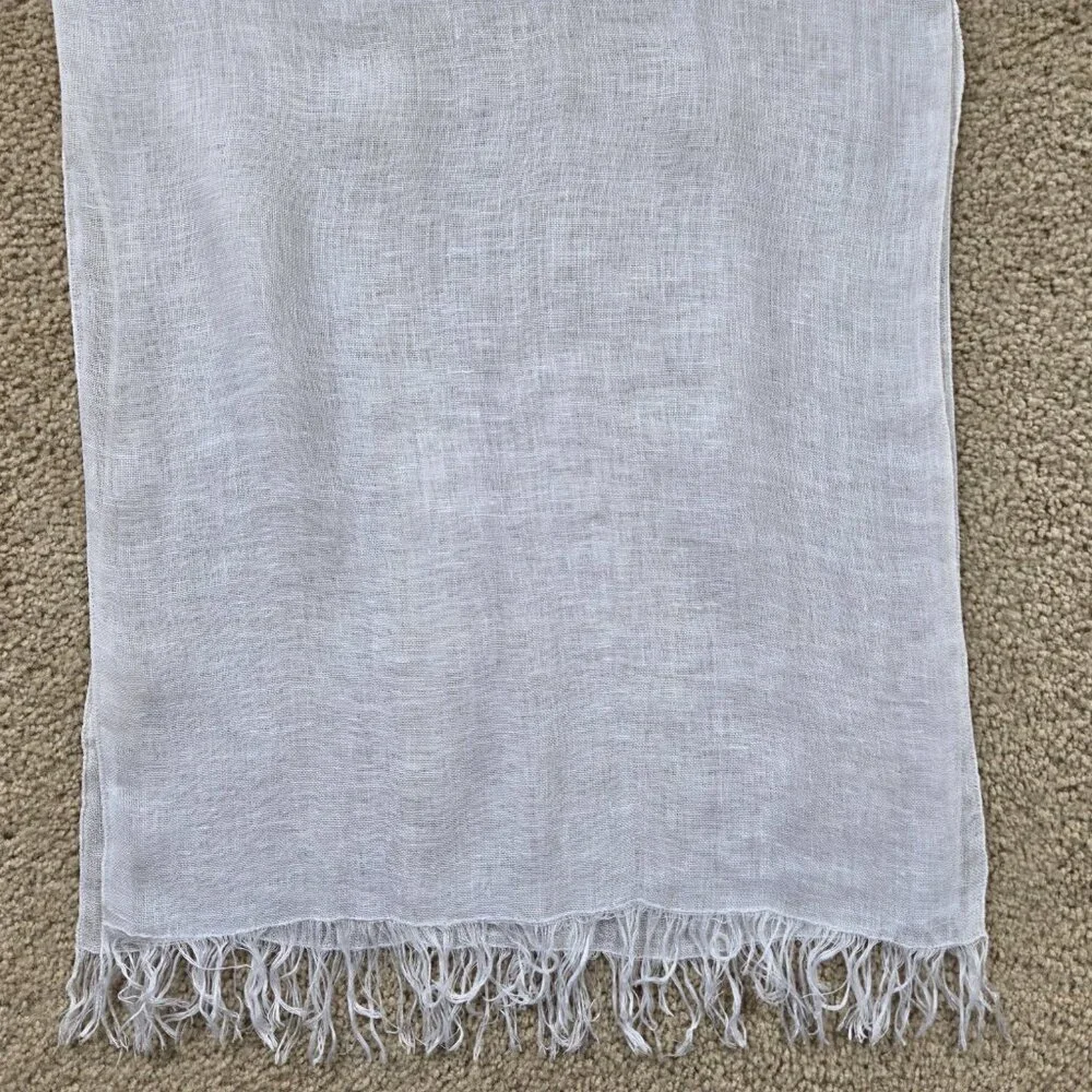 NWOT Vikolino White Linen Scarf - Picture 3 of 7